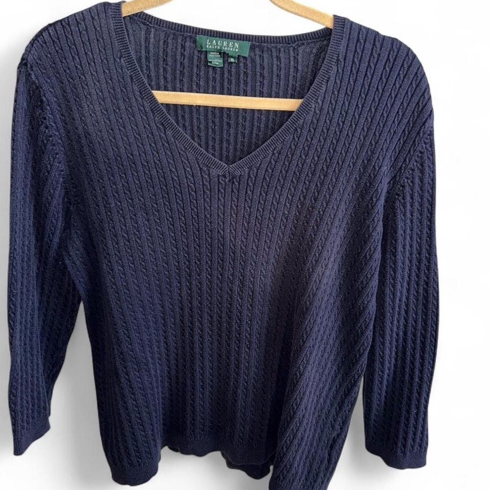 Ralph Lauren Navy Blue V-Neck Sweater
